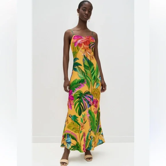 Farm Rio Colorful Tropical maxi slip dress - Picture 1 of 11